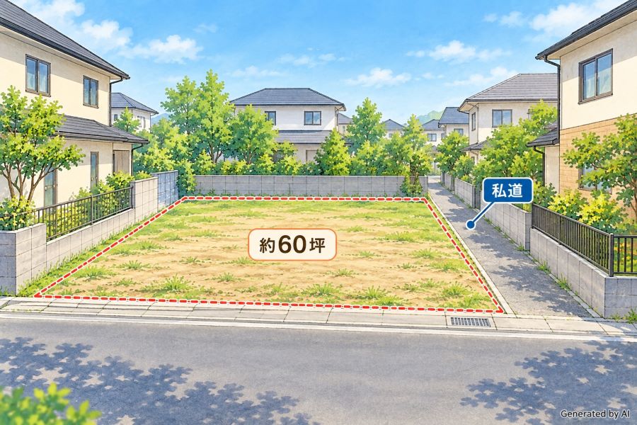 約60坪の整形地と静かな住宅街